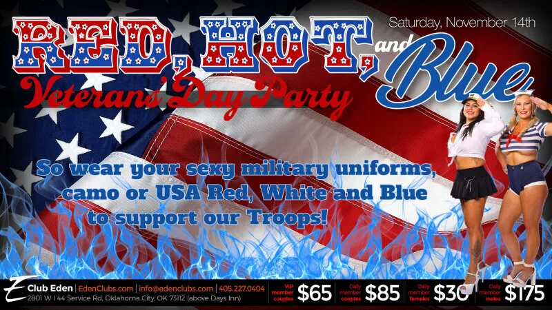 Red Hot & Blue Veterans Day Party at Club Eden OKC